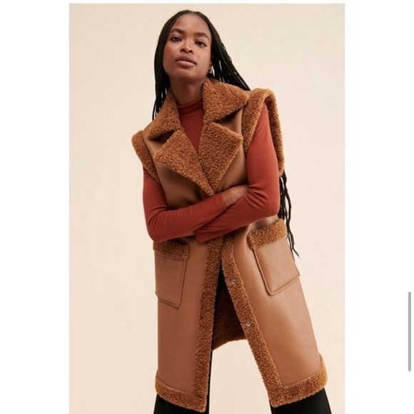 NWT Blank NYC Touch And Go Vest Brown Vegan Leather Size Medium - Picture 1 of 10